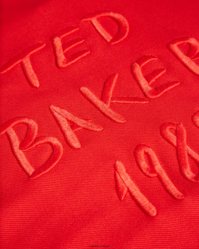 roupas Ted Baker camisa gráfica lymn ls zip through vermelho brilhante homens 8X6HDF1627