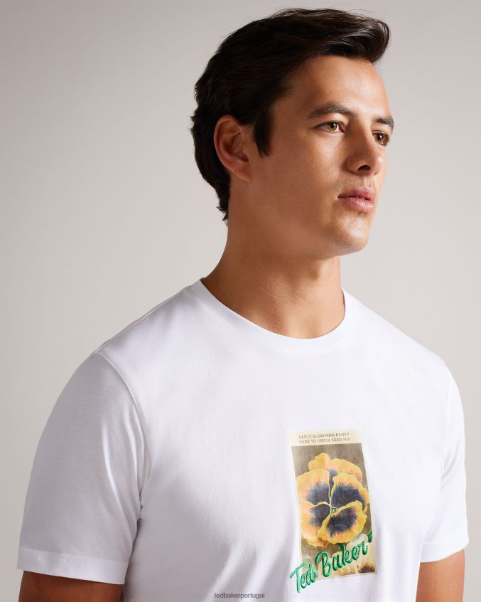 roupas Ted Baker camiseta com estampa floral abchrch ss branco homens 8X6HDF1697