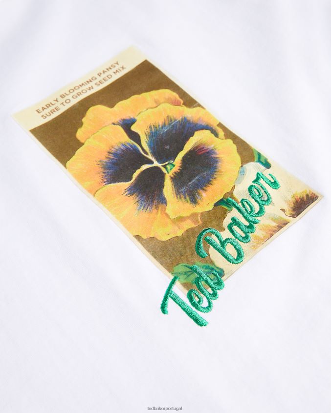 roupas Ted Baker camiseta com estampa floral abchrch ss branco homens 8X6HDF1697