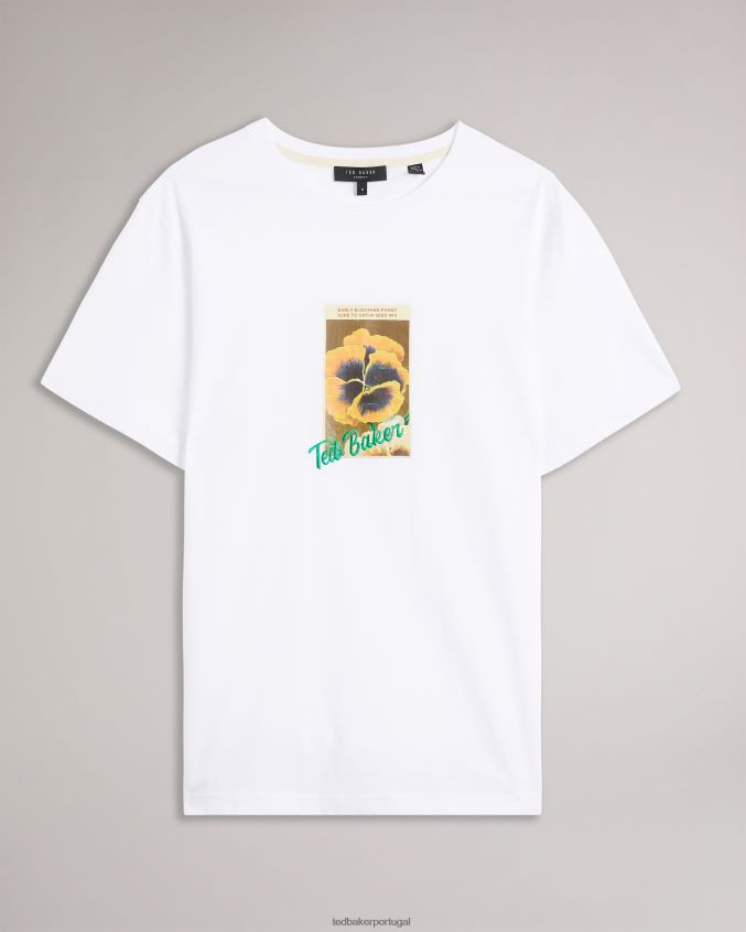 roupas Ted Baker camiseta com estampa floral abchrch ss branco homens 8X6HDF1697