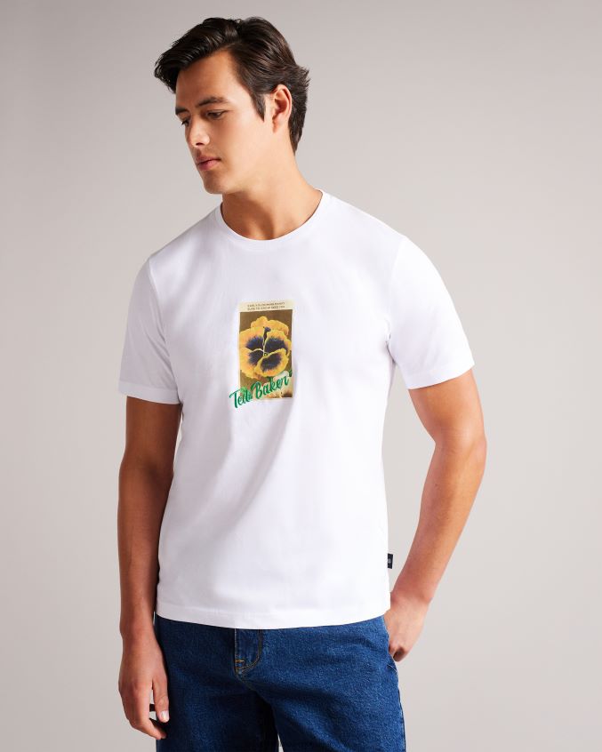 roupas Ted Baker camiseta com estampa floral abchrch ss branco homens 8X6HDF1697