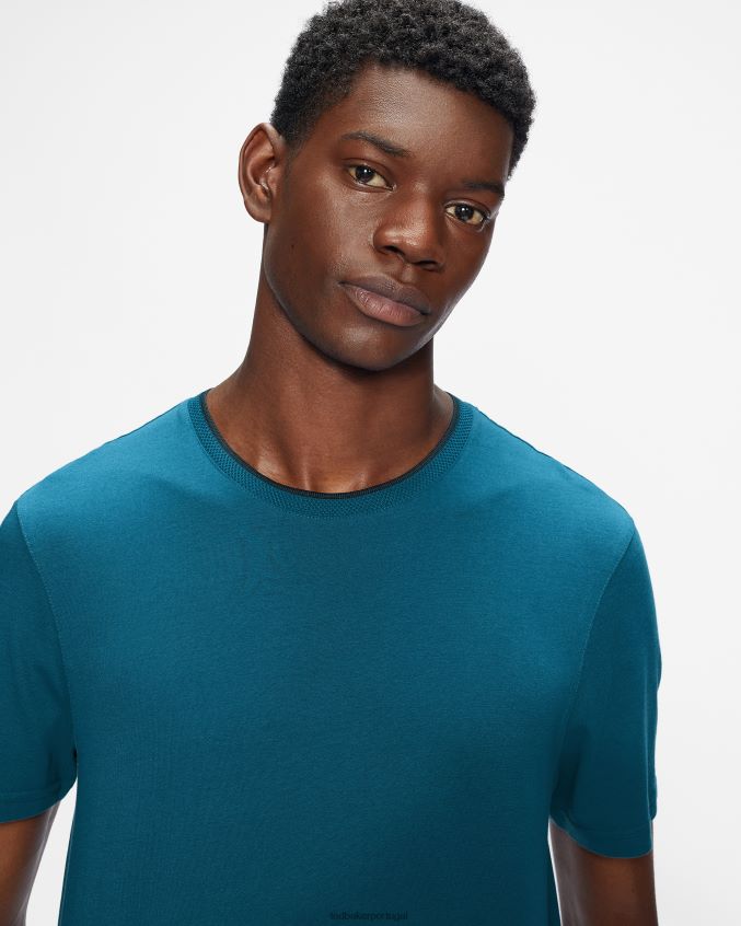 roupas Ted Baker camiseta manga curta helpa verde-azulado homens 8X6HDF1660