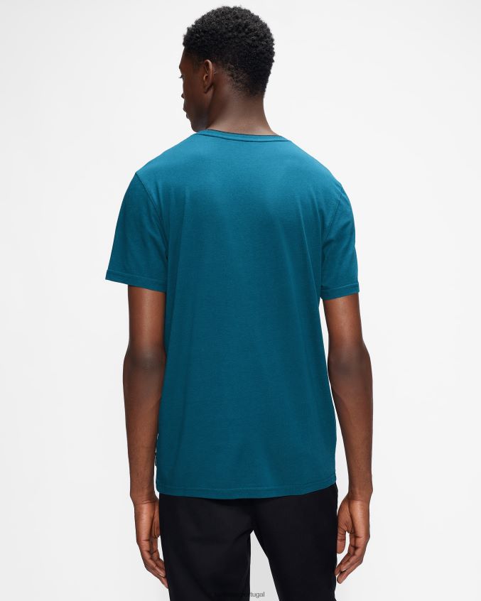 roupas Ted Baker camiseta manga curta helpa verde-azulado homens 8X6HDF1660