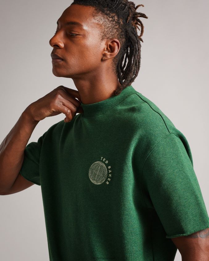 roupas Ted Baker suéter shandon de manga curta e ajuste relaxado verde escuro homens 8X6HDF1722