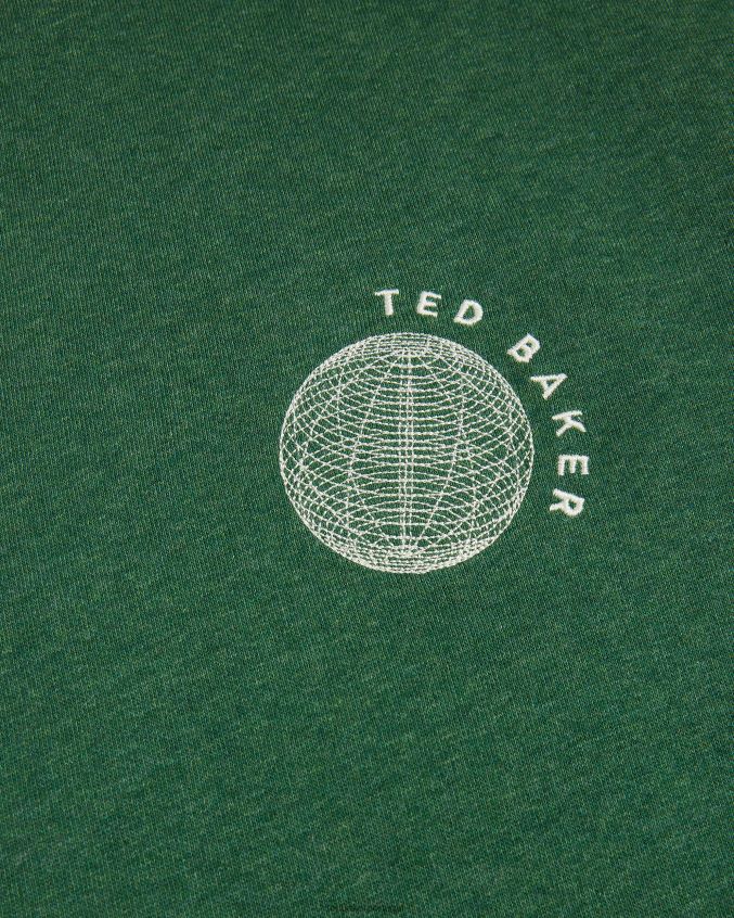 roupas Ted Baker suéter shandon de manga curta e ajuste relaxado verde escuro homens 8X6HDF1722