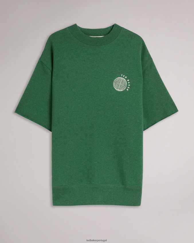 roupas Ted Baker suéter shandon de manga curta e ajuste relaxado verde escuro homens 8X6HDF1722