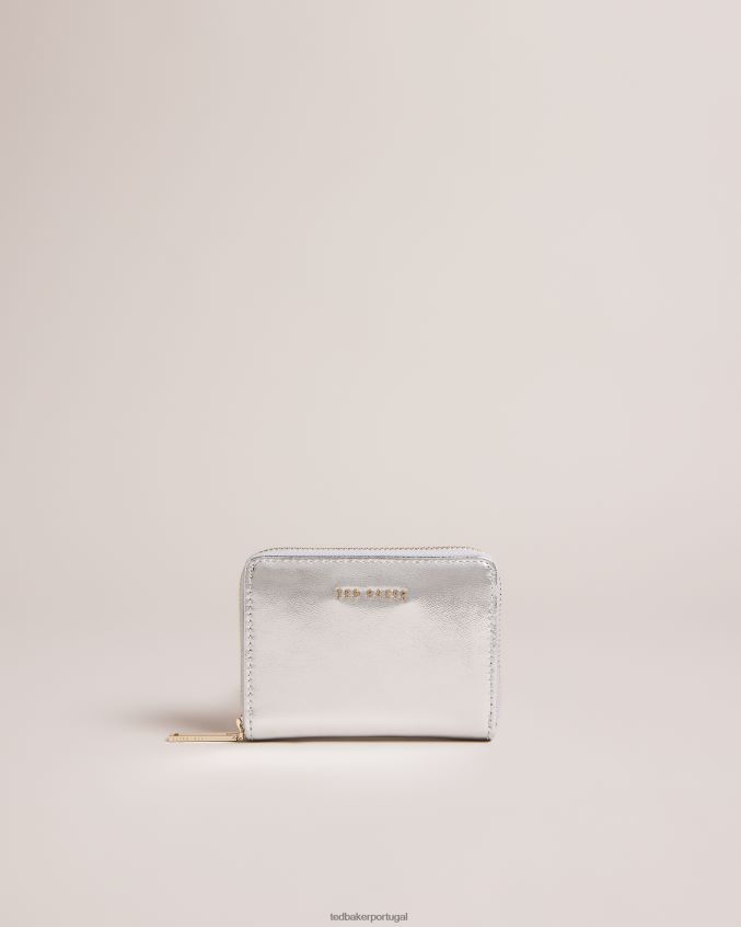 acessórios Ted Baker lilleee bolsa de couro com zíper pequeno prata mulheres 8X6HDF1079