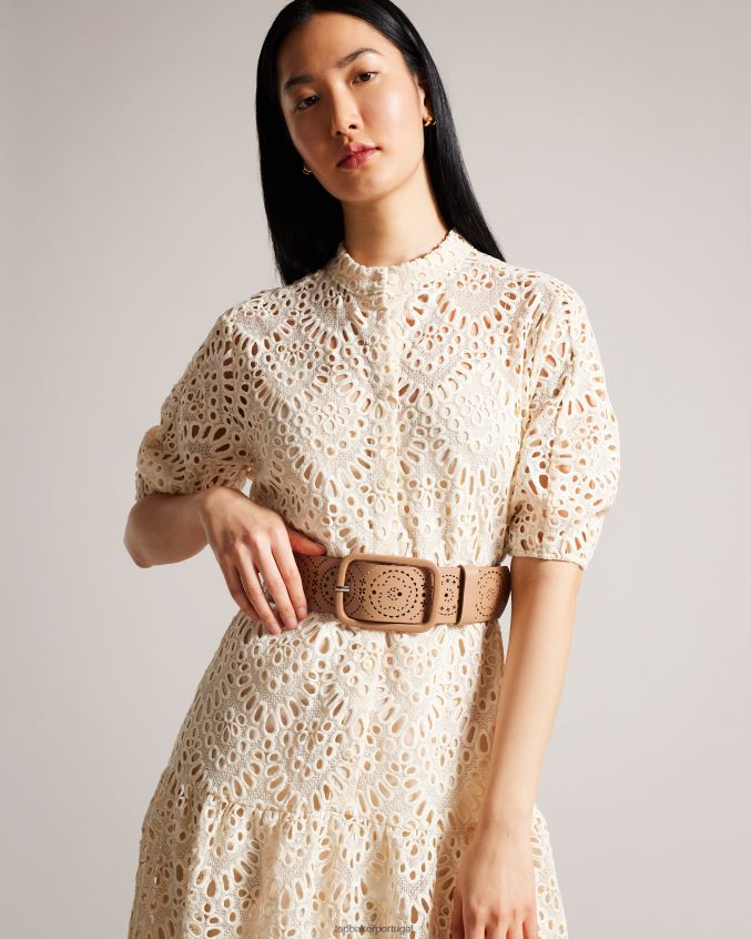 acessórios Ted Baker cinto largo de couro com corte a laser prelt marrom claro mulheres 8X6HDF1087