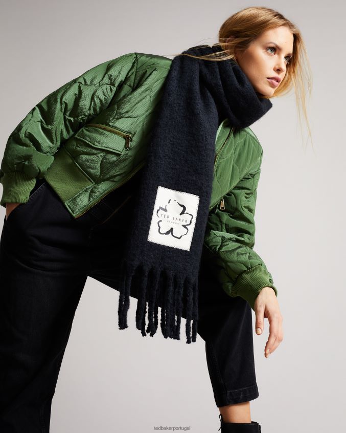 acessórios Ted Baker lenço grande com borla longa tiba preto mulheres 8X6HDF955