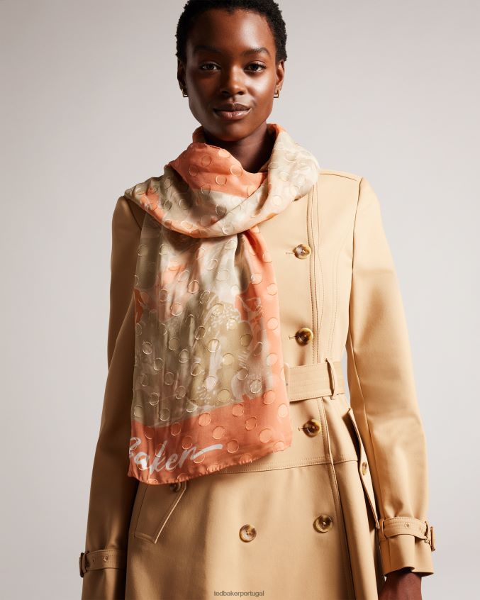 acessórios Ted Baker lenço longo com estampa floral alanny coral mulheres 8X6HDF1049