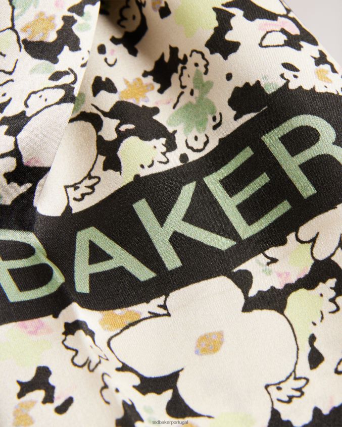 acessórios Ted Baker lenço quadrado de cetim floral ditsy zebbaa preto mulheres 8X6HDF952