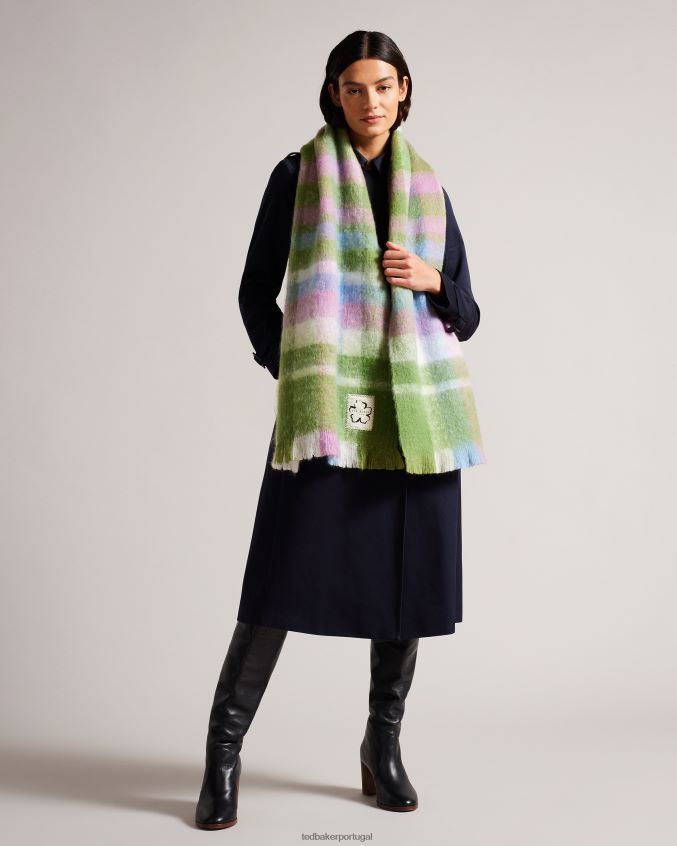 acessórios Ted Baker lenço xadrez charloa luz verde mulheres 8X6HDF954
