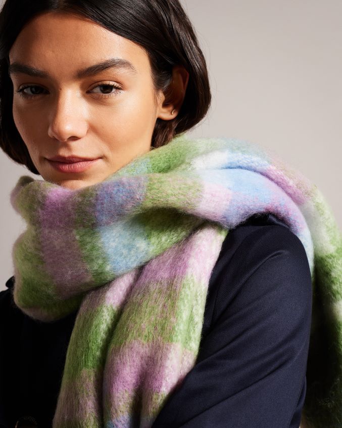 acessórios Ted Baker lenço xadrez charloa luz verde mulheres 8X6HDF954