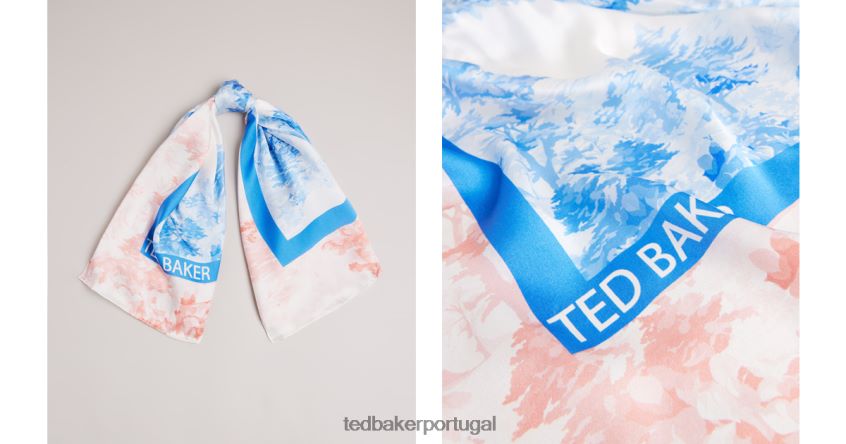 acessórios Ted Baker shali novo lenço quadrado de seda estampado romântico azul médio mulheres 8X6HDF1198