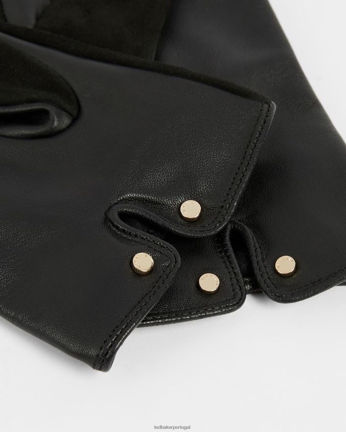 acessórios Ted Baker Luva Arlett em camurça com detalhes em ponto chicote preto mulheres 8X6HDF1144