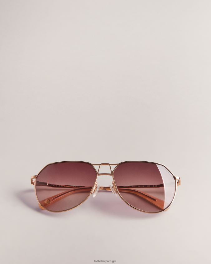 acessórios Ted Baker óculos de sol aviador avocet cor rosa ouro mulheres 8X6HDF1138