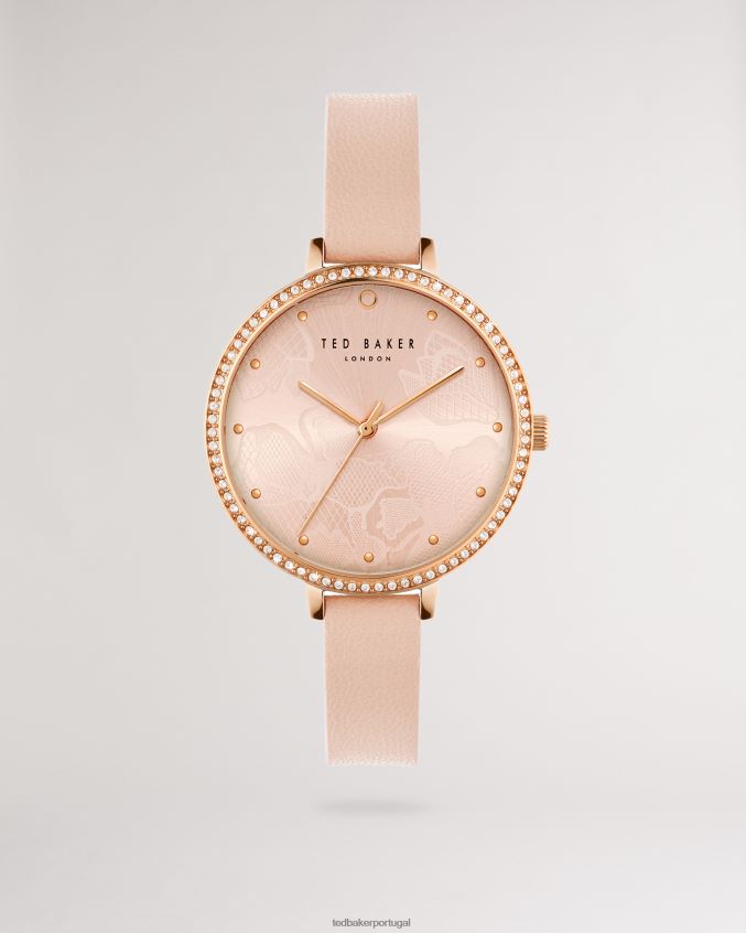 acessórios Ted Baker Relógio chessin decorado com cristal e pulseira de couro vegano rosa mulheres 8X6HDF970