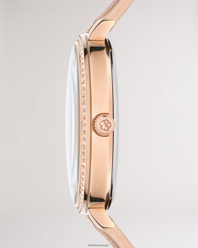 acessórios Ted Baker Relógio chessin decorado com cristal e pulseira de couro vegano rosa mulheres 8X6HDF970