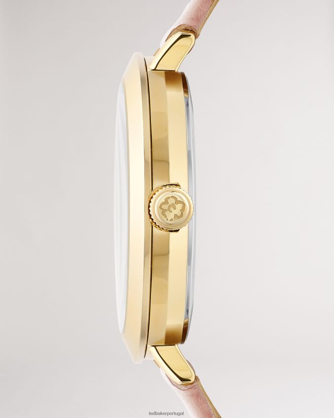 acessórios Ted Baker relógio com pulseira de couro com mostrador com estampa de margarida lesedi rosa mulheres 8X6HDF1152