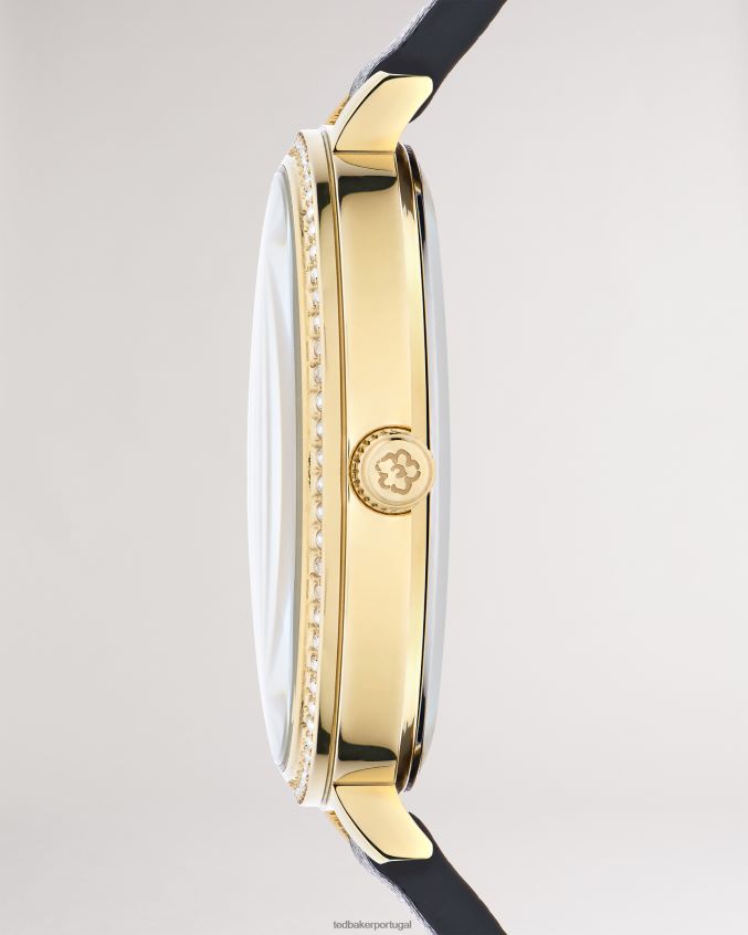 acessórios Ted Baker relógio embelezado com cristal chessa e pulseira de couro vegano preto mulheres 8X6HDF1037