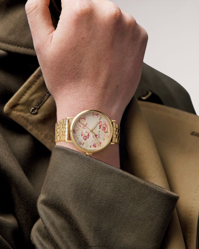 acessórios Ted Baker relógio vintage com mostrador floral pippp cor de ouro mulheres 8X6HDF1140
