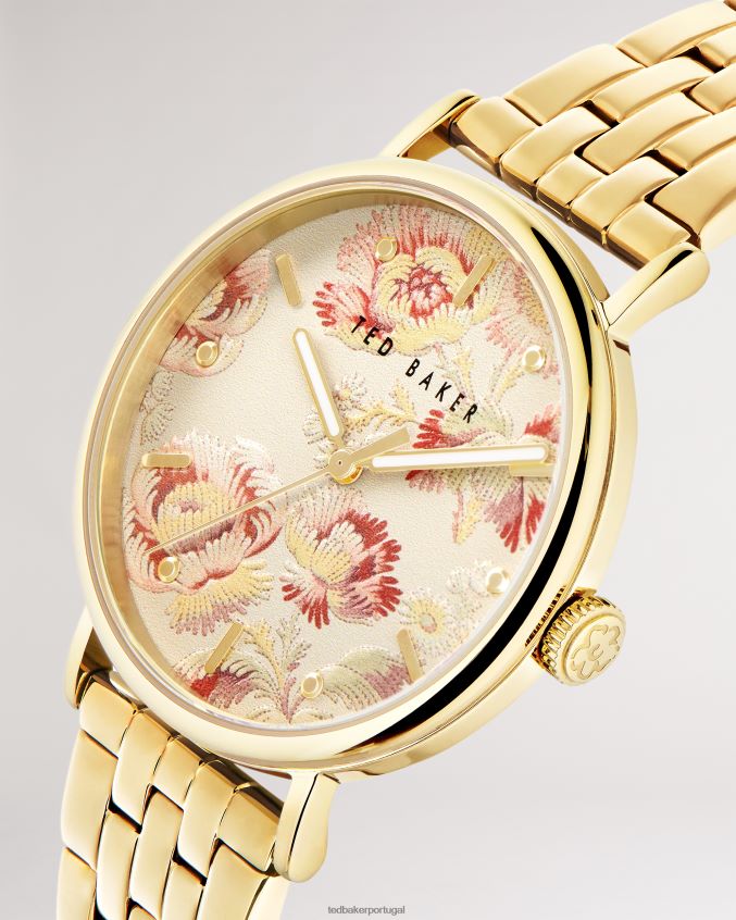 acessórios Ted Baker relógio vintage com mostrador floral pippp cor de ouro mulheres 8X6HDF1140