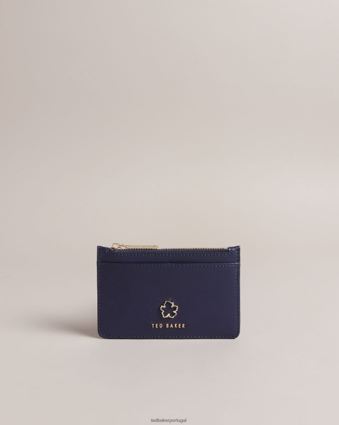 acessórios Ted Baker porta-cartões com zíper e ilhó de flores Jorjio azul escuro mulheres 8X6HDF1154