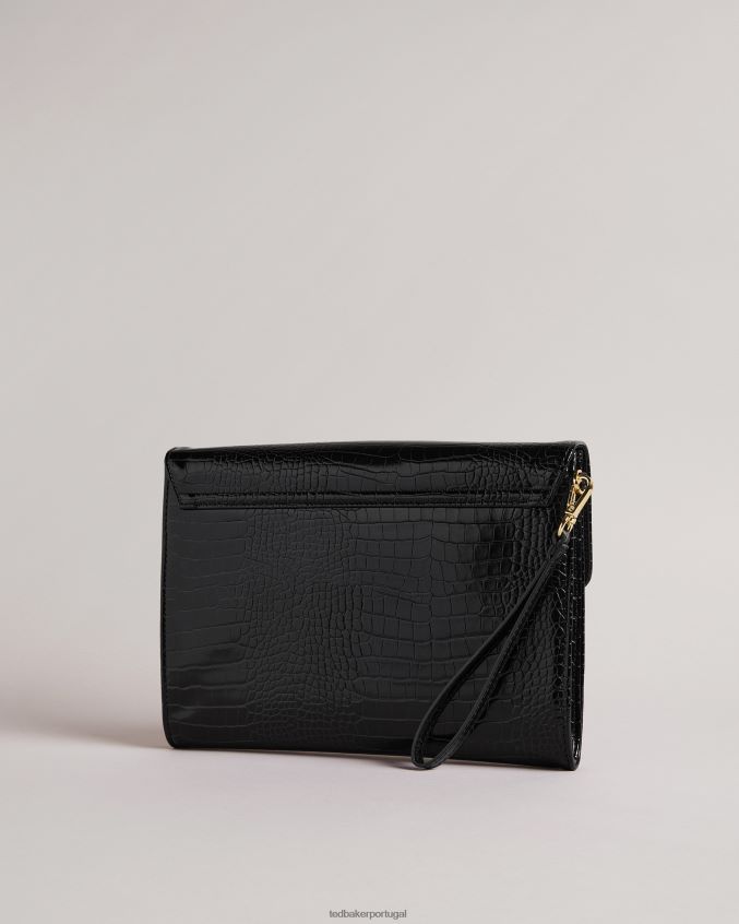 bolsas Ted Baker bolsa envelope com detalhe crocey croc em relevo preto mulheres 8X6HDF771