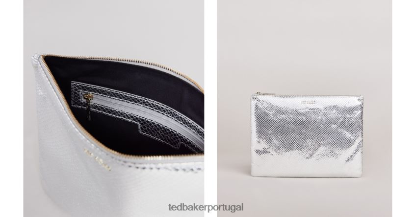 bolsas Ted Baker bolsa grande com detalhe de cobra snaksi prata mulheres 8X6HDF838