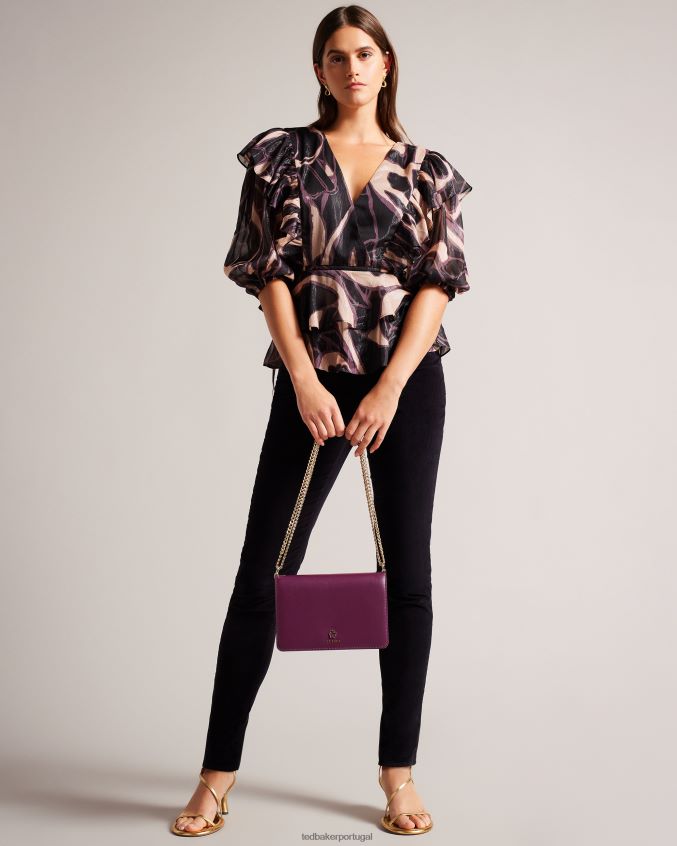 bolsas Ted Baker Bolsa transversal com ilhós e flor Jorjey sangue de boi mulheres 8X6HDF674