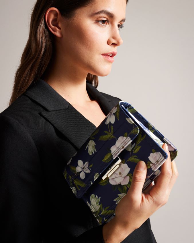 bolsas Ted Baker bolsa crossbody de cetim com estampa floral jenia azul escuro mulheres 8X6HDF751