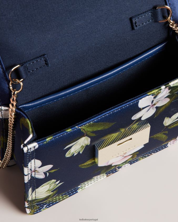 bolsas Ted Baker bolsa crossbody de cetim com estampa floral jenia azul escuro mulheres 8X6HDF751