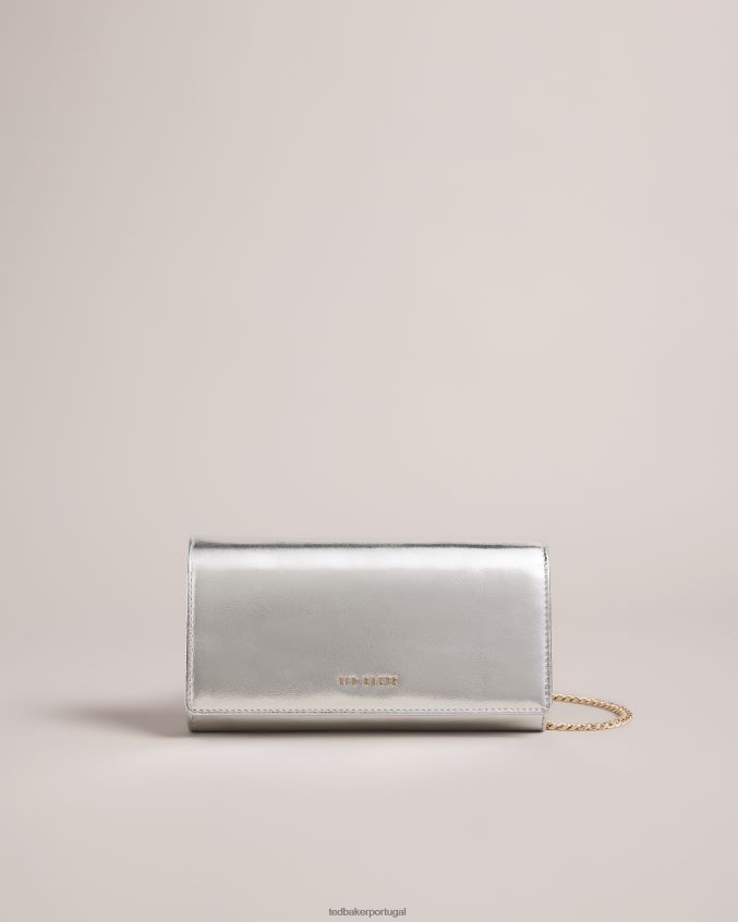 bolsas Ted Baker bolsa tiracolo liberta em couro metalizado prata mulheres 8X6HDF808