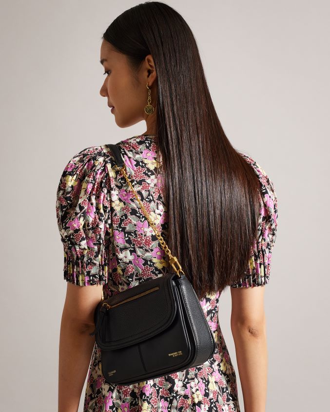 bolsas Ted Baker bolsa de ombro de couro nishat preto mulheres 8X6HDF673