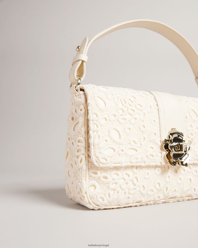 bolsas Ted Baker bolsa de ombro em renda florasa magnólia marfim mulheres 8X6HDF696