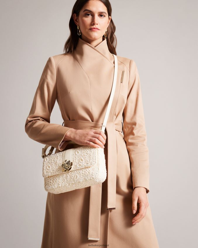 bolsas Ted Baker bolsa de ombro em renda florasa magnólia marfim mulheres 8X6HDF696