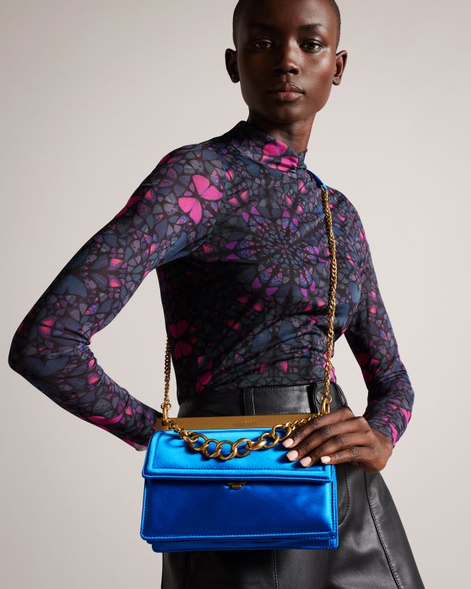 bolsas Ted Baker mini bolsa tiracolo kialynn com corrente grossa azul mulheres 8X6HDF675