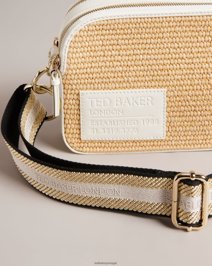 bolsas Ted Baker Bolsa transversal com câmera de ráfia com marca stello branco mulheres 8X6HDF667