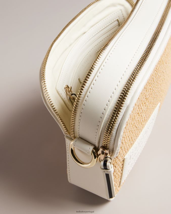 bolsas Ted Baker Bolsa transversal com câmera de ráfia com marca stello branco mulheres 8X6HDF667