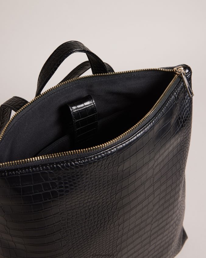 bolsas Ted Baker mochila belux imitação croc grande preto mulheres 8X6HDF787