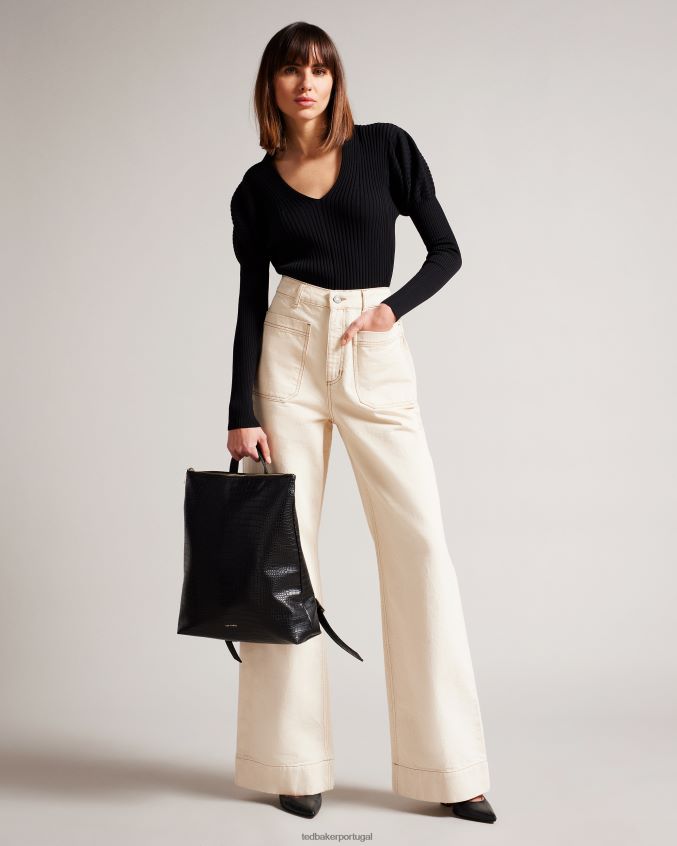 bolsas Ted Baker mochila belux imitação croc grande preto mulheres 8X6HDF787