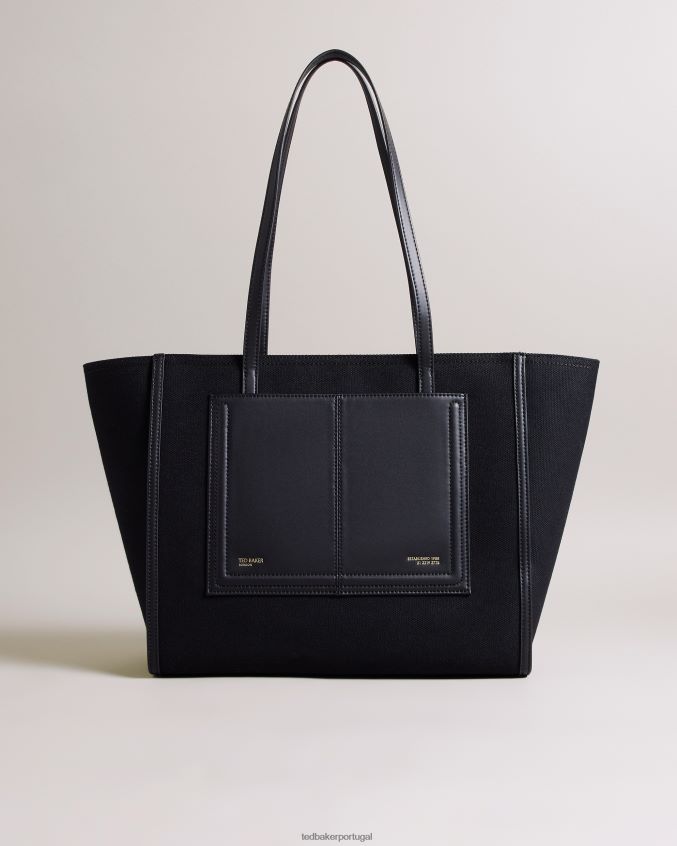 bolsas Ted Baker bolsa grande de lona aksani preto azeviche mulheres 8X6HDF761