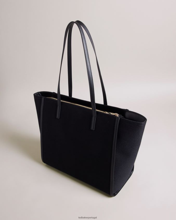 bolsas Ted Baker bolsa grande de lona aksani preto azeviche mulheres 8X6HDF761