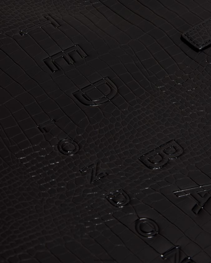 bolsas Ted Baker sacola com ícone de crocodilo simulado allicon preto mulheres 8X6HDF765