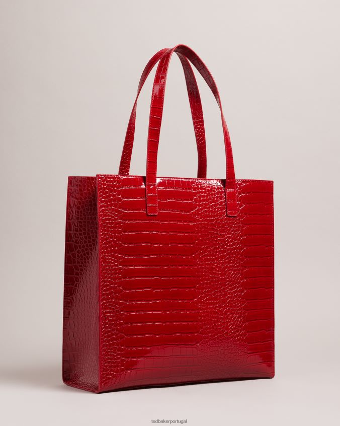 bolsas Ted Baker ícone grande de detalhe de crocodilo croccon vermelho mulheres 8X6HDF686