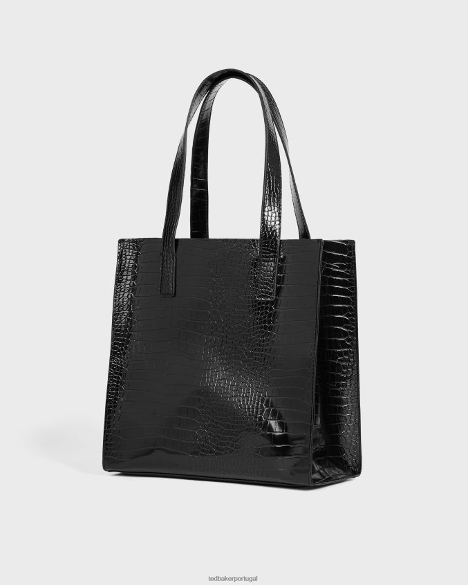 bolsas Ted Baker reptcon croc detalhe pequeno ícone preto mulheres 8X6HDF768
