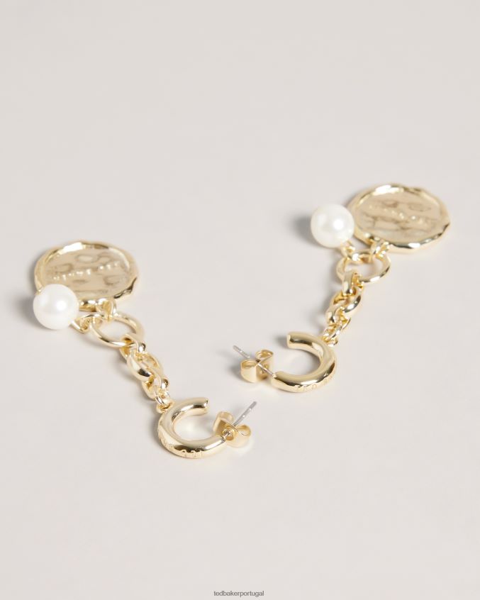 joia Ted Baker brincos de corrente perolada Peace cor de ouro mulheres 8X6HDF1089