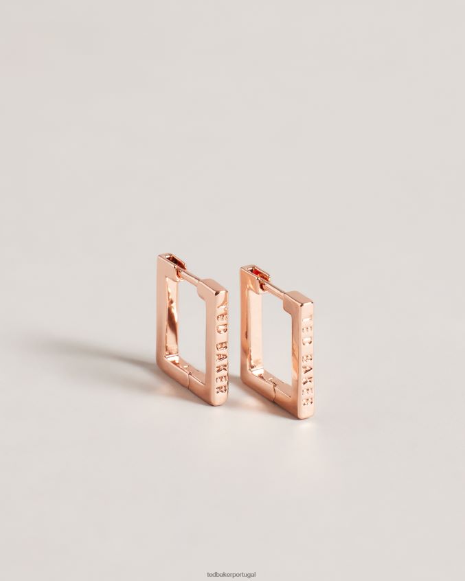 joia Ted Baker senrii brincos pequenos com dobradiça quadrada cor rosa ouro mulheres 8X6HDF1101