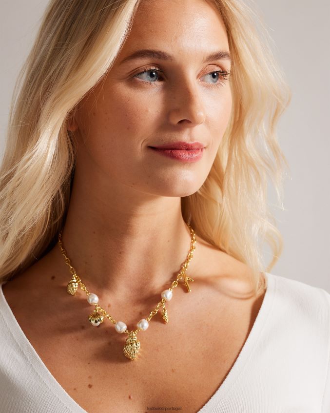 joia Ted Baker colar de concha espiral srenety cor de ouro mulheres 8X6HDF973