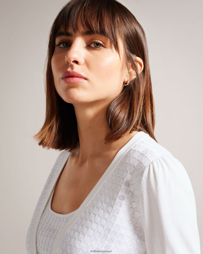 roupas Ted Baker Cardigan de malha com detalhes de lantejoulas Baliner branco mulheres 8X6HDF156